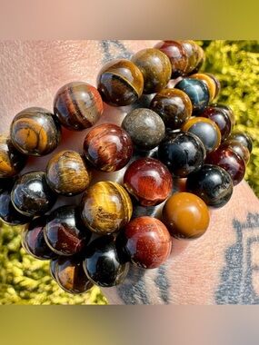 8mm Mix Natural Tiger's Eye Beaded Bracelet